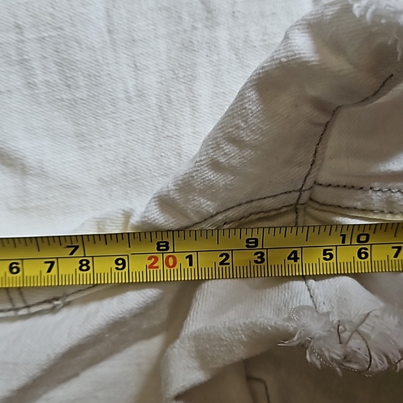 Massimo Power Stretch High Rise Denim Shorts Button Fly Raw Hem Sz 6/ 28 White - Picture 7 of 11